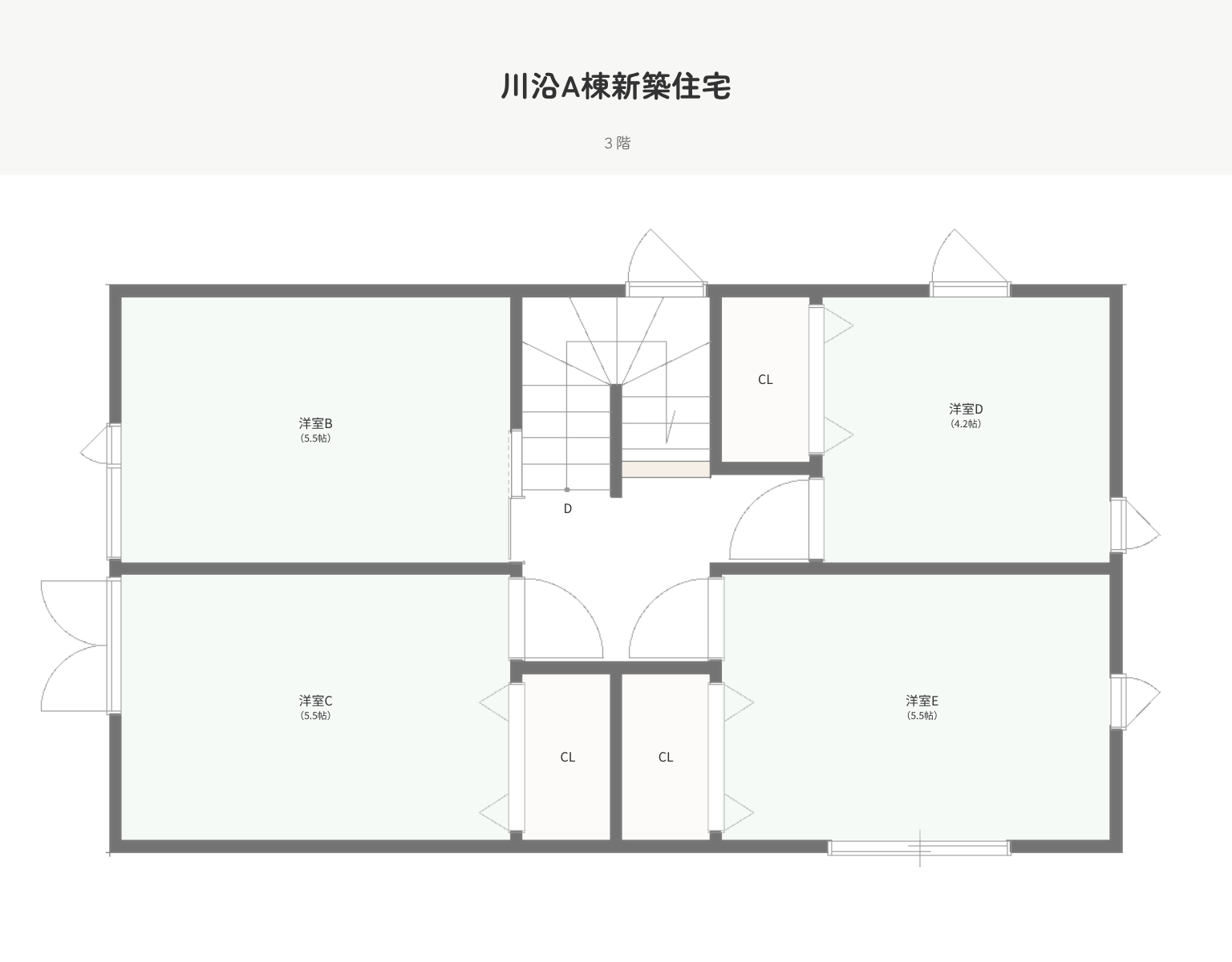 川沿A棟新築住宅 3階間取り図