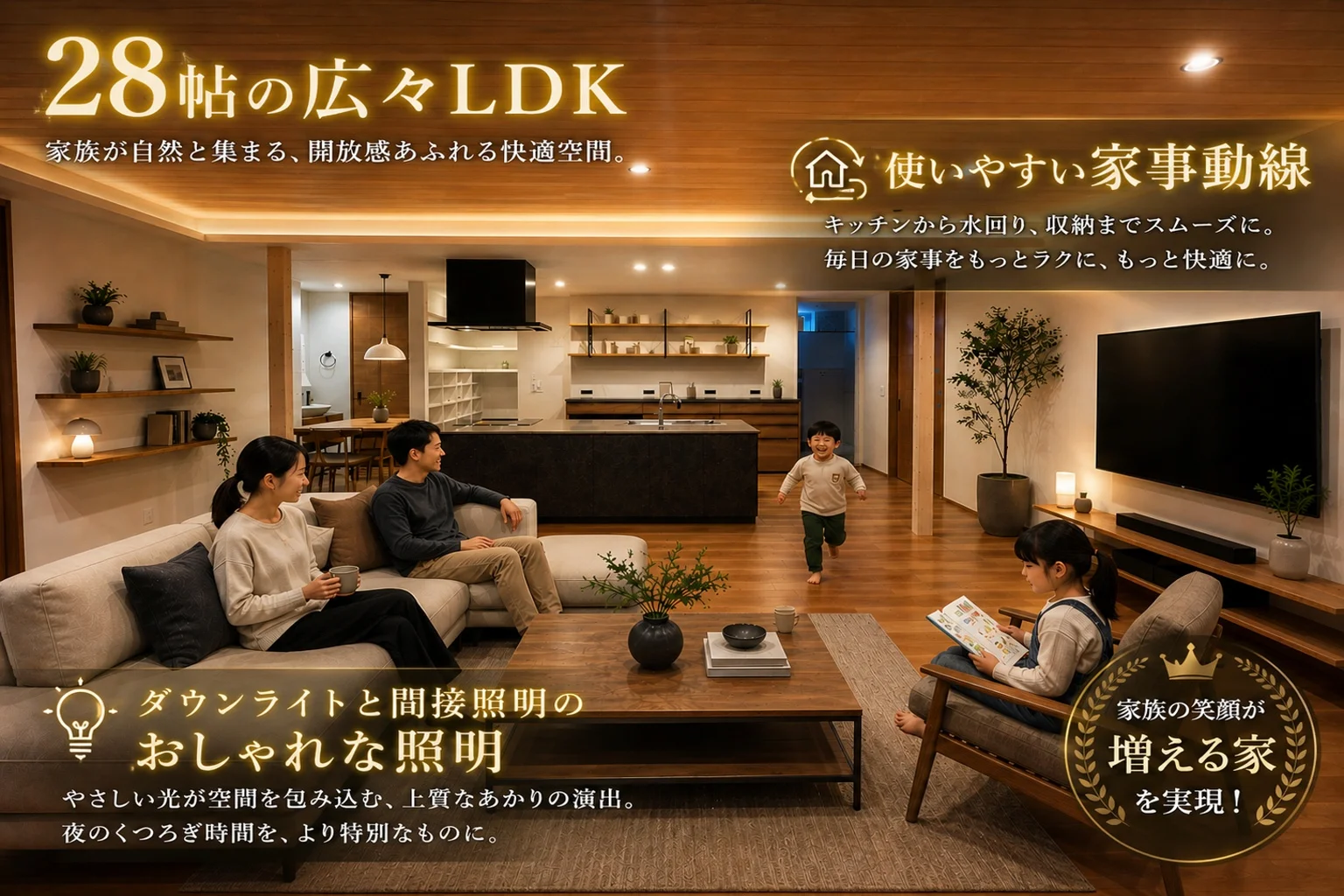 札幌市豊平区平屋新築住宅 リビングイメージ