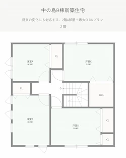 札幌市豊平区中の島B棟新築住宅 2階5LDKプラン